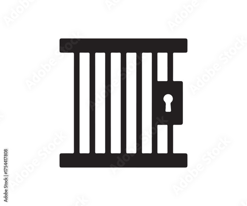 Vector Jail bars with lock isolated on white background