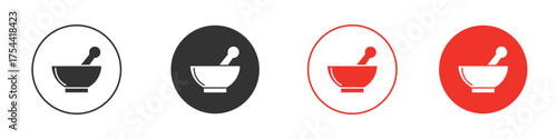 Mortar pestle icon silhouette. editable vector template