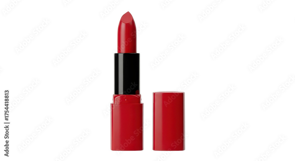 Obraz premium Vivid red lipstick for beauty and makeup isolated PNG with Transparent Background