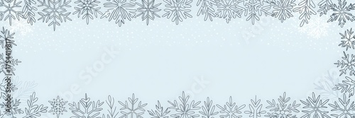 Minimal hand-drawn snowflake border pastel blue banner — Christmas & New Year sale email header