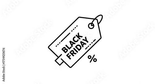 Black Friday Sale Tag with Percentage Symbol Illustration.