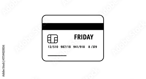 Minimalist Credit Card with Friday Text and Chip Icon.