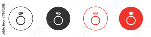 Diamond ring icon silhouette. editable vector template