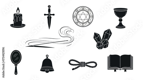 Esoteric Collection: An assortment of symbolic items, each radiating mystery and intrigue, arranged to evoke ancient traditions and spiritual contemplation.