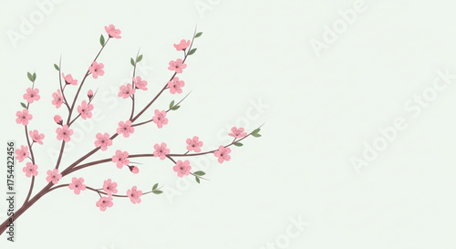 Delicate cherry blossom branch, featuring soft pink flowers and graceful branches, perfect for adding a touch of spring to designs