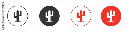 Cactus icon silhouette. editable vector template