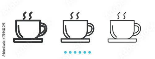 Hot coffee Icon. Thin line icon vector