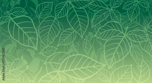 Abstract background featuring a pattern of green leaves with delicate line art, creating a serene and natural aesthetic, perfect for adding a touch of nature