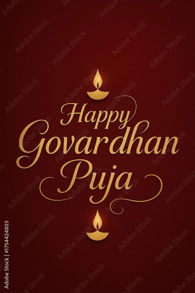 Naklejka premium hindu govardhan puja celebration, annakut offerings, Indian religious festival happy Govardhan Puja Hindu festival Greeting background