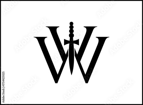 Stylized W Lettermark with Dagger Logo