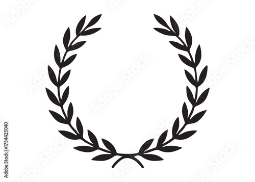 circle wreath logo silhouette vector, laurel wreath silhouette vector illustration, circle with leaves silhouette vector, circle botanical wreath logo silhouettes vector on white background