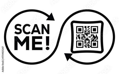 QR code scan icon set. Scan me frame. QR code scan for smartphone. QR code for mobile app, payment and identification. Vector illustration.