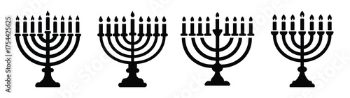 hanukkah blessings minimal silhouette icon set. Hanukkah icons. black color and white background