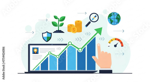 Investment and financial growth concept business growth, investment strategy, and financial planning vector illustration in flat style