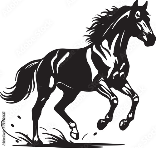 Majestic horse silhouette in dynamic pose