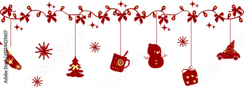 Christmas Garland with Festive Ornaments Illustration