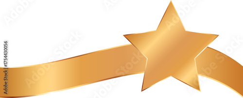 long gold colored ribbon banner with gold frame and star banner