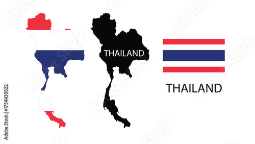 Thailand flag and map set.
