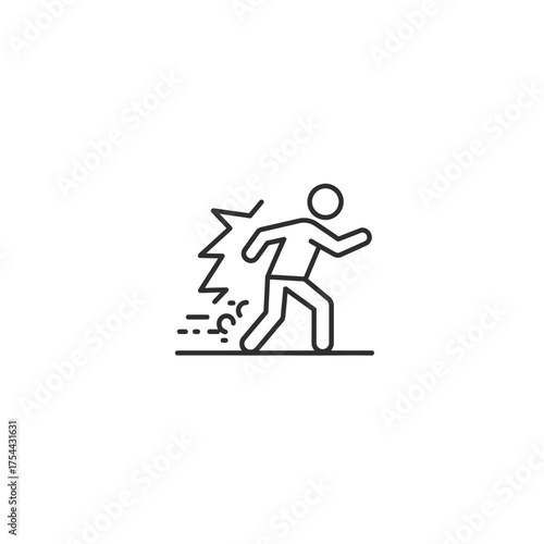 Line icon of a person experiencing sudden sharp back pain.
