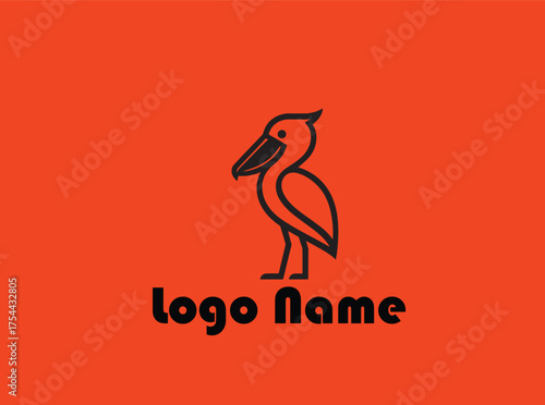 minimal  Shoebill Bird  logo 