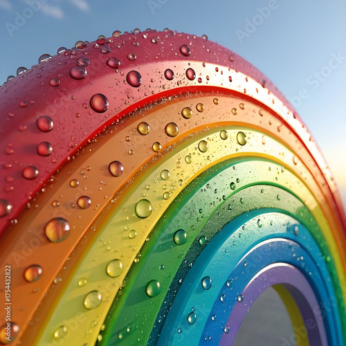 rainbow emoji close up glossy gel like arcs realistic shine