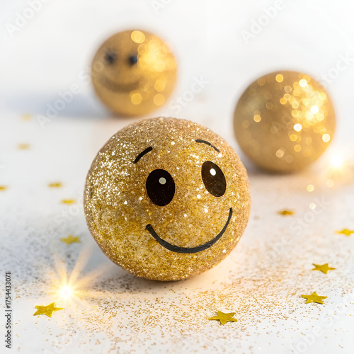 sparkle emoji macro shot golden glitter particles shimmering effect