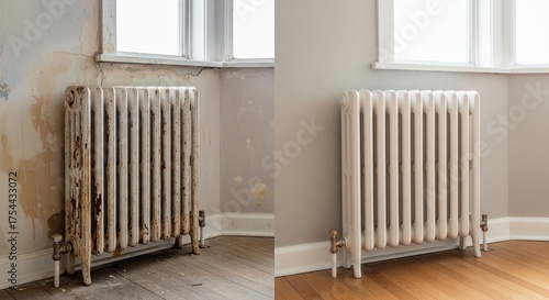 Wallpaper Mural Old rusty radiator restored and repainted Torontodigital.ca