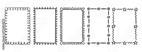 set vertical rectangular frames, Doodle style, hand drawn, ornate decorative elements for framing details for posters, social networks