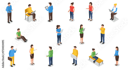 Isometric cap collection: modern designs in various colors and styles