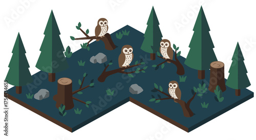 Colorful isometric farmers market scene with stalls and shoppers