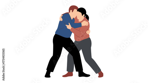 Embrace of Unity: A depiction of two figures, intertwined in an embrace, symbolizing connection and togetherness, set against a background.