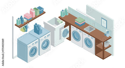 Isometric vending machines with people interacting in a modern setting