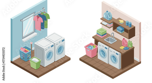 People selecting beverages from modern vending machines in isometric style
