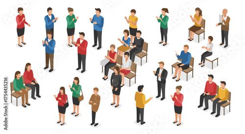 Isometric cinema setup with seats, projector, and screen for modern theater design