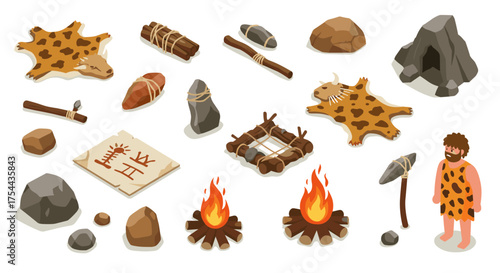 Gardening scene with people watering plants and garden beds in isometric style