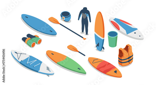 Diverse group of people standing in circles in isometric style