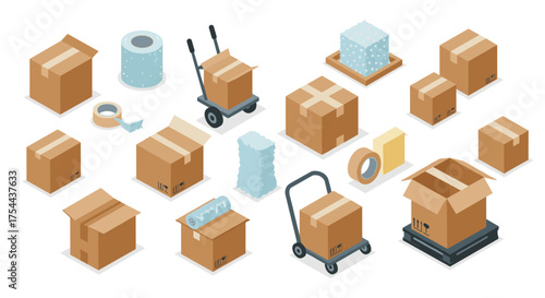 Dancing people in isometric style on white background