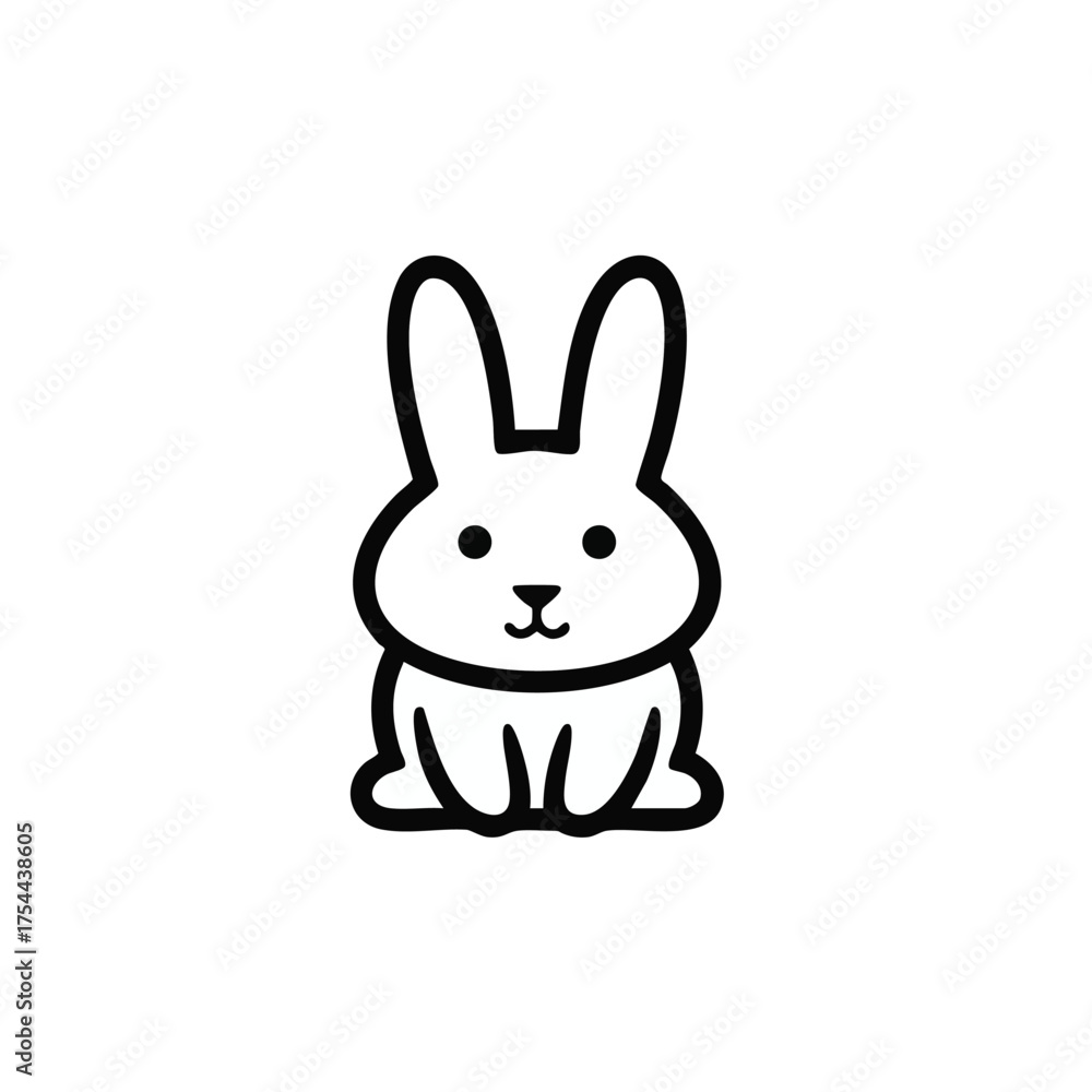 Fototapeta premium Adorable Simple Black Outline Cartoon Rabbit Sitting