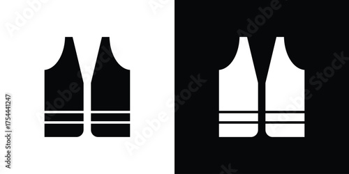 Working vest icon black silhouette pack. black and white icons