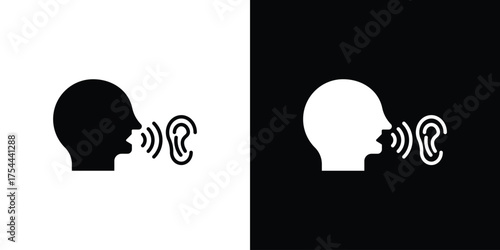 Whisper icon black silhouette pack. black and white icons