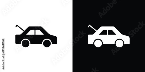 Trunk open icon black silhouette pack. black and white icons