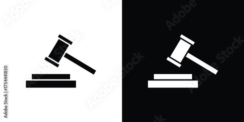 Trial hammer icon black silhouette pack. black and white icons