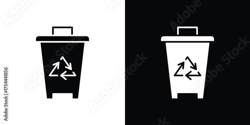Trash compactor icon black silhouette pack. black and white icons