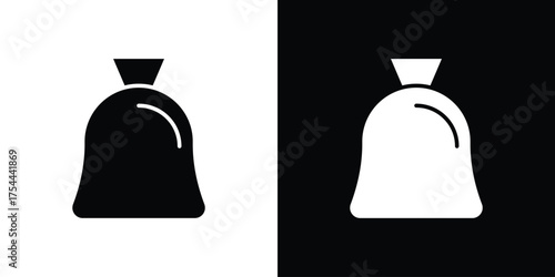 Trash bag icon black silhouette pack. black and white icons