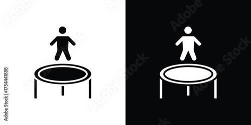 Trampolining icon black silhouette pack. black and white icons