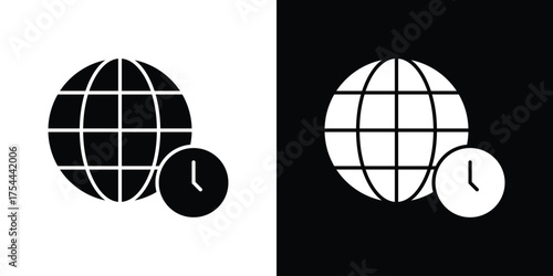 Time zones icon black silhouette pack. black and white icons