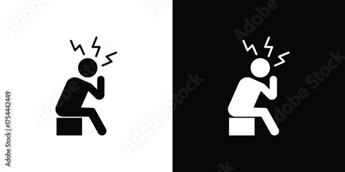 Stressed human icon black silhouette pack. black and white icons