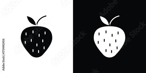 Strawberry icon black silhouette pack. black and white icons
