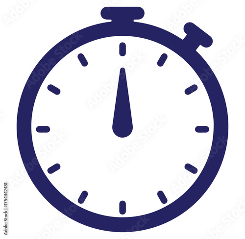Blue stopwatch icon indicating time measurement on white background isolated digital illustration