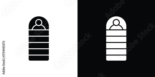 Sleeping bag icon black silhouette pack. black and white icons